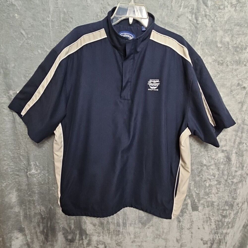 Callaway Men's XL  Golf Sport Outerwear Pullover Windbreaker Shirt Blue Beige - Picture 6 of 16